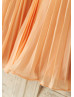 Peter Pan Champagne Sequin Collar Peach Pleated Chiffon Flower Girl Dress